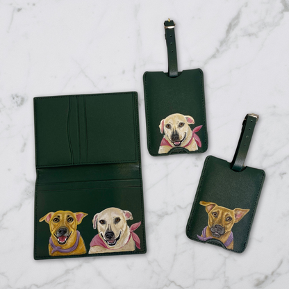 NEW! Nappa Leather RFID Blocking Passport Holder Wallet with Custom Pet Portrait