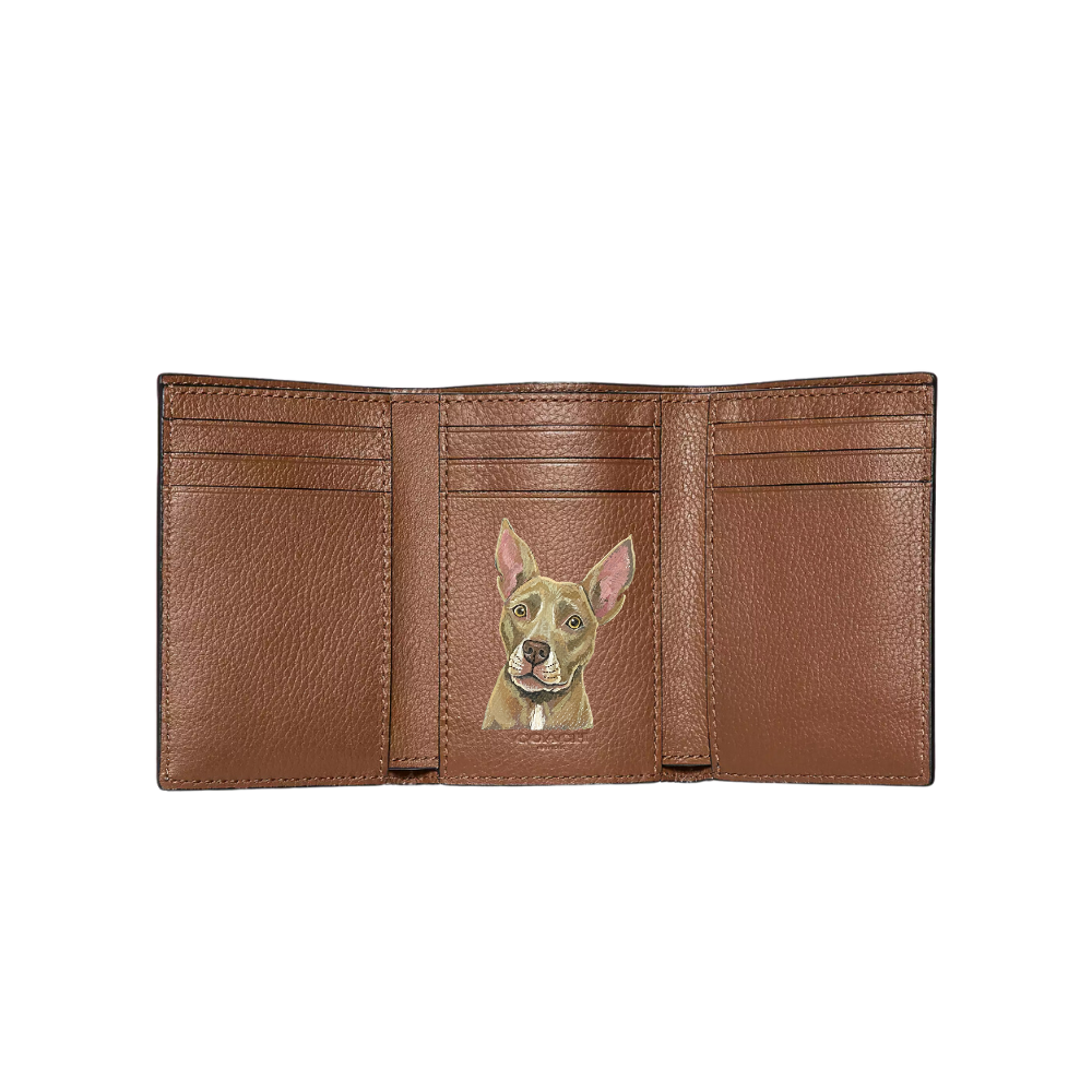 NEW! Men's Trifold Coach Wallet- Hand Painted Custom Pet Portrait Wallet