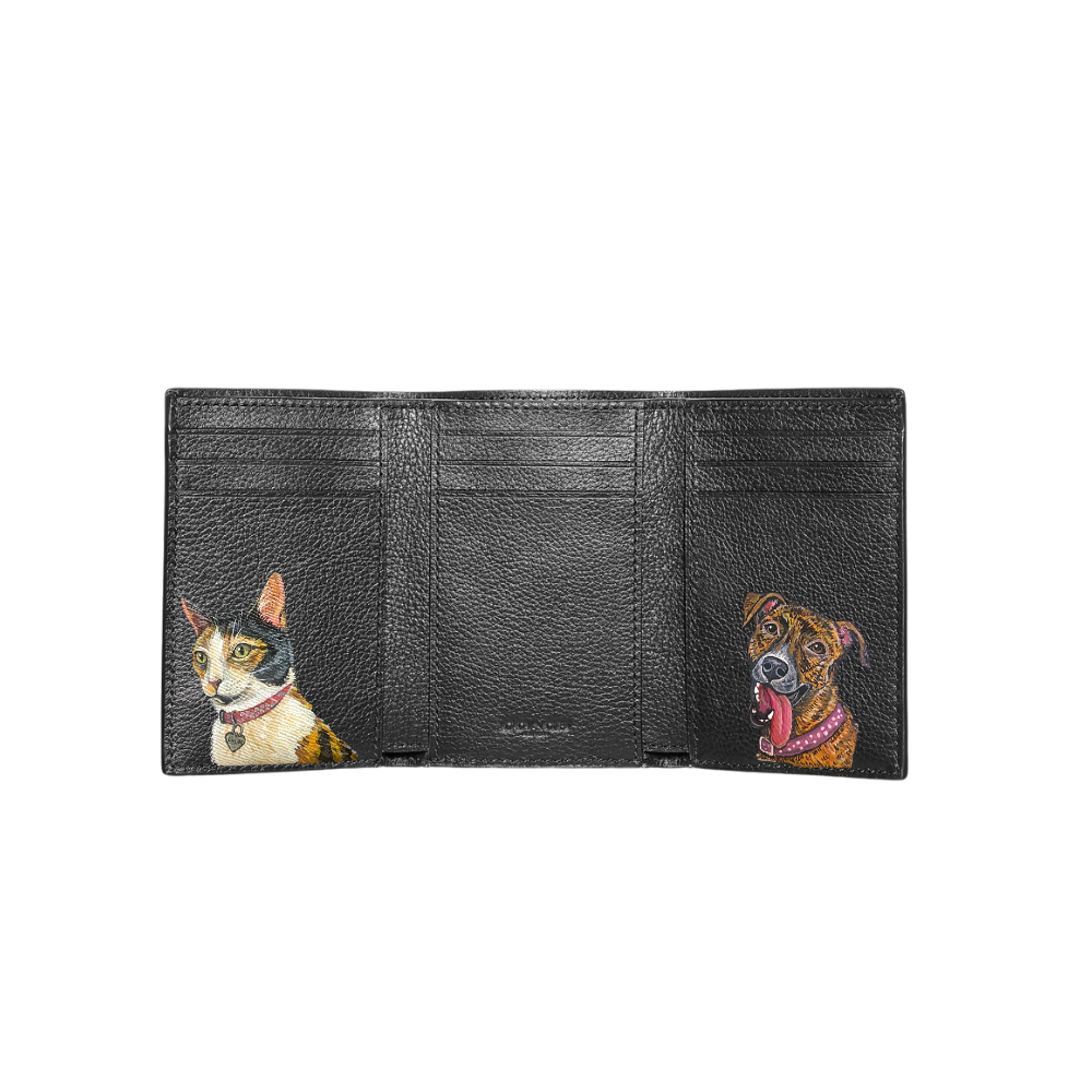 NEW! Men's Trifold Coach Wallet- Hand Painted Custom Pet Portrait Wallet