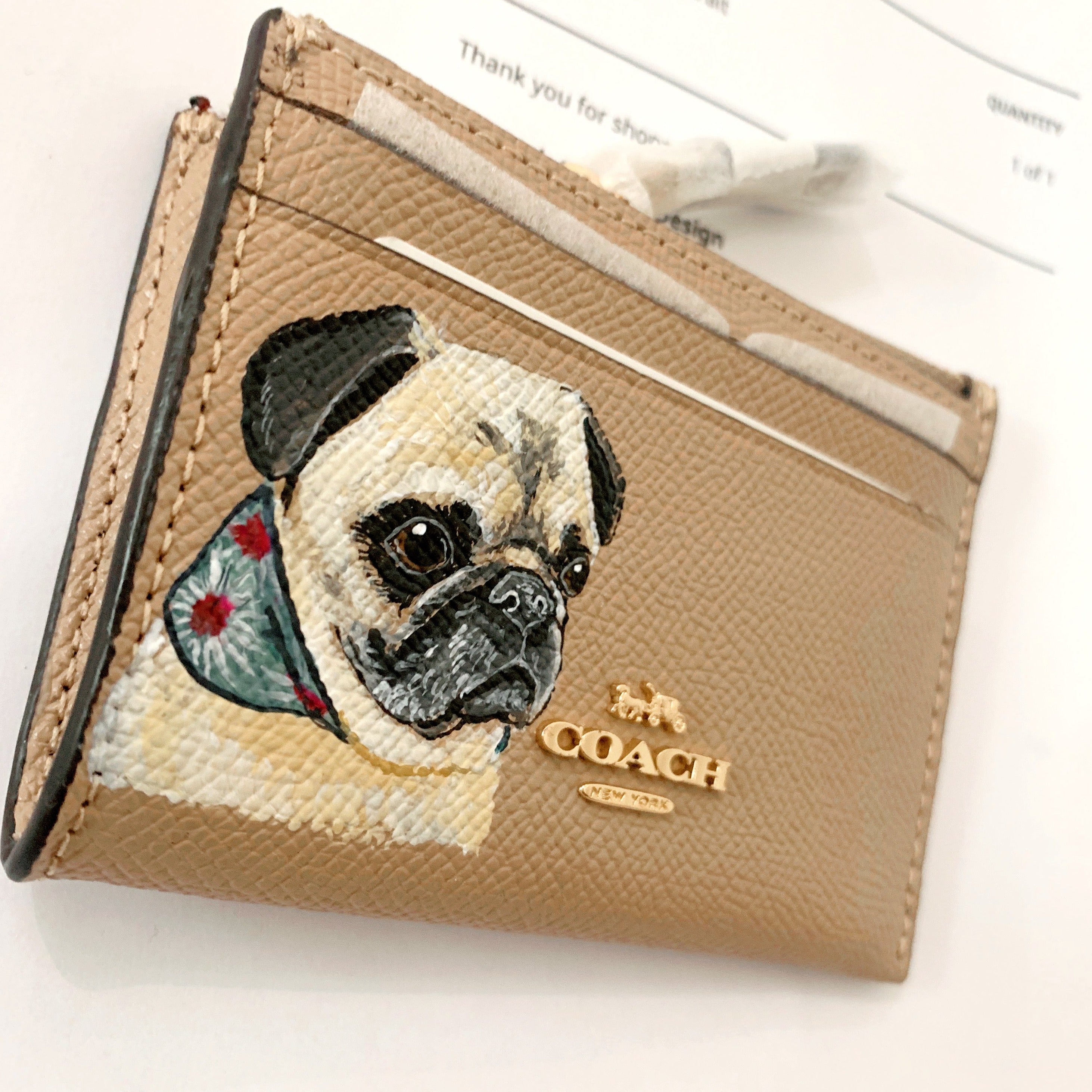 Coach Mini Skinny Card Wallet with Custom Pet Portrait