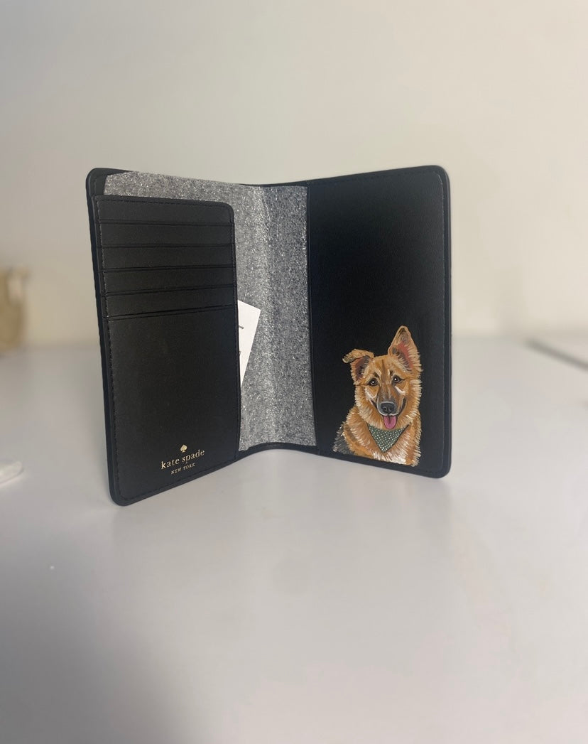 NEW Kate Spade Passport Wallet with Custom Pet Portrait Furrbabe