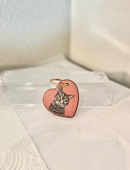 NEW!  Pink Heart Coach Bag Charm with Custom Pet Portrait