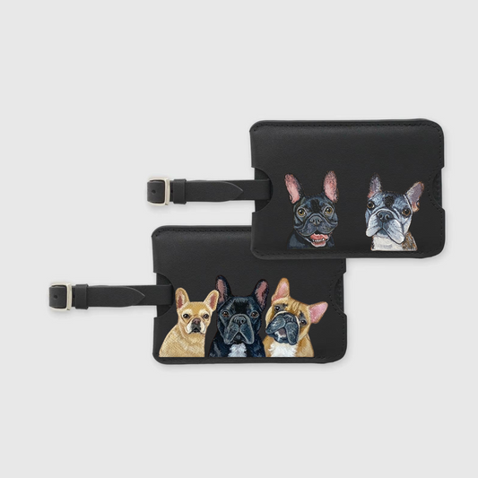 NEW! Leather Luggage Tags with Custom Pet Portrait