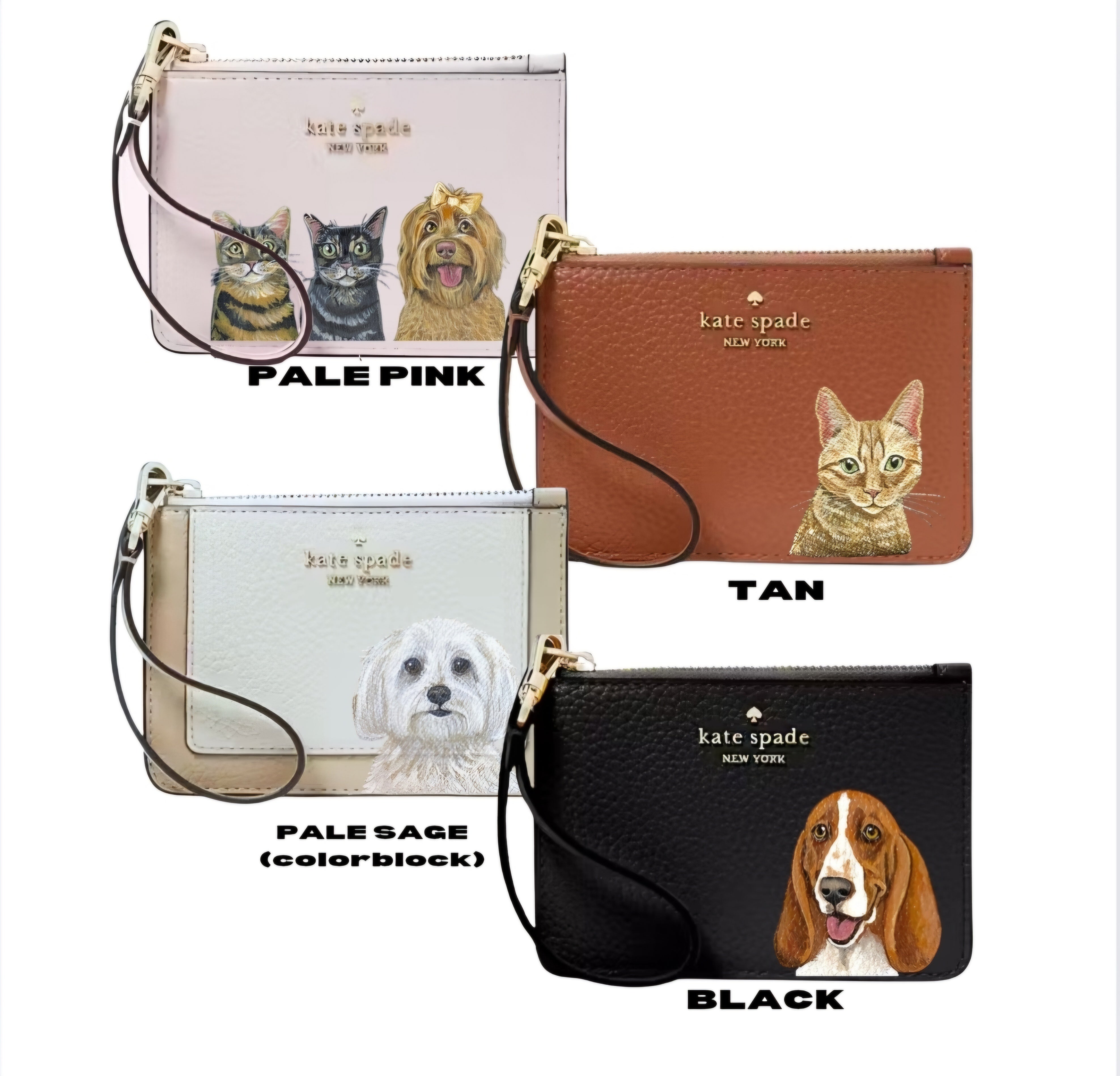 NEW! Kate Spade Card Holder Wristlet- Hand Painted Custom Pet Portrait –  Furrbabe