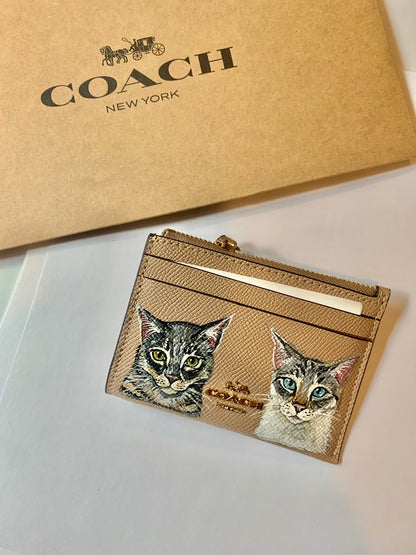 Coach Mini Skinny Card Wallet with Custom Pet Portrait