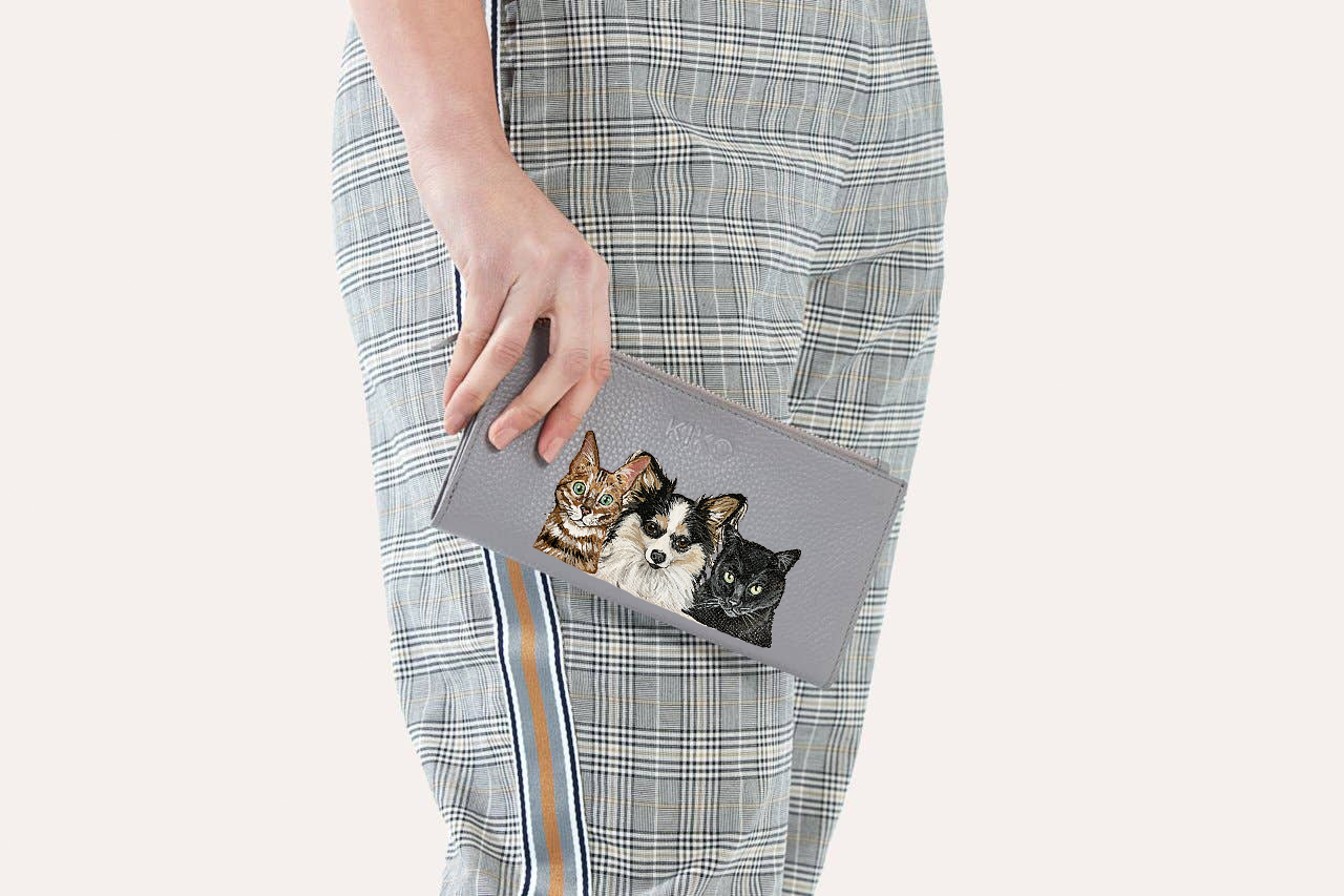 BRAND NEW! Genuine Leather Kiko Wallet With Custom Pet Portrait