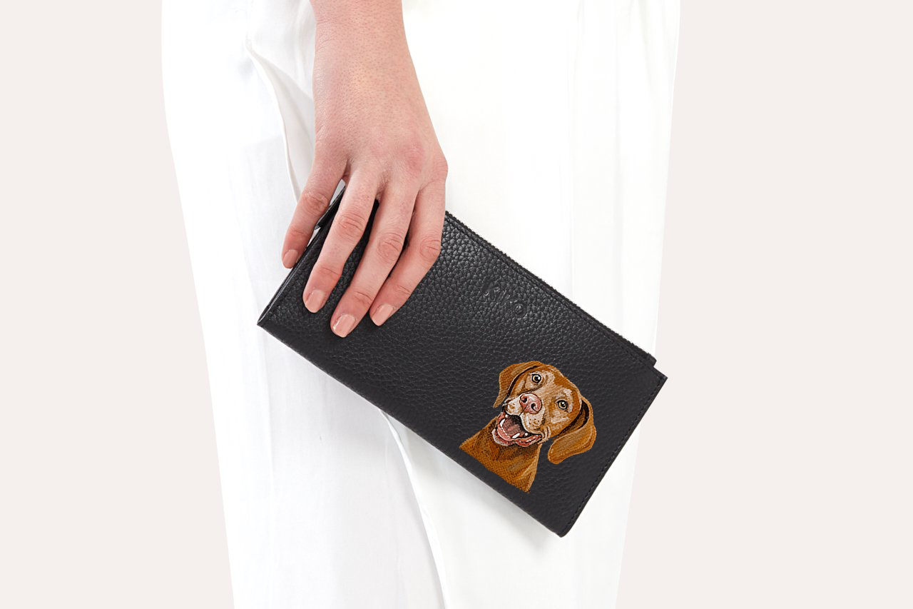 BRAND NEW! Genuine Leather Kiko Wallet With Custom Pet Portrait