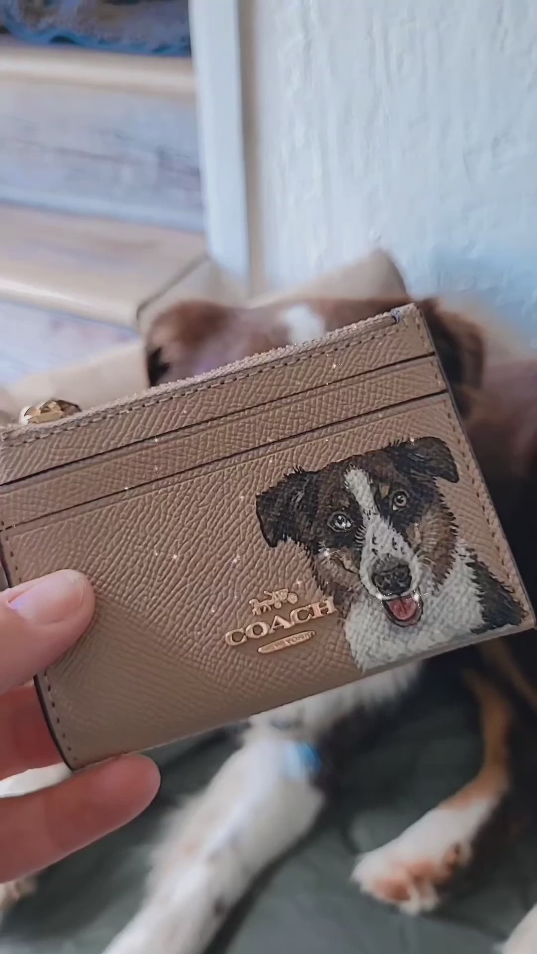 Coach Mini Skinny Card Wallet with Custom Pet Portrait Furrbabe