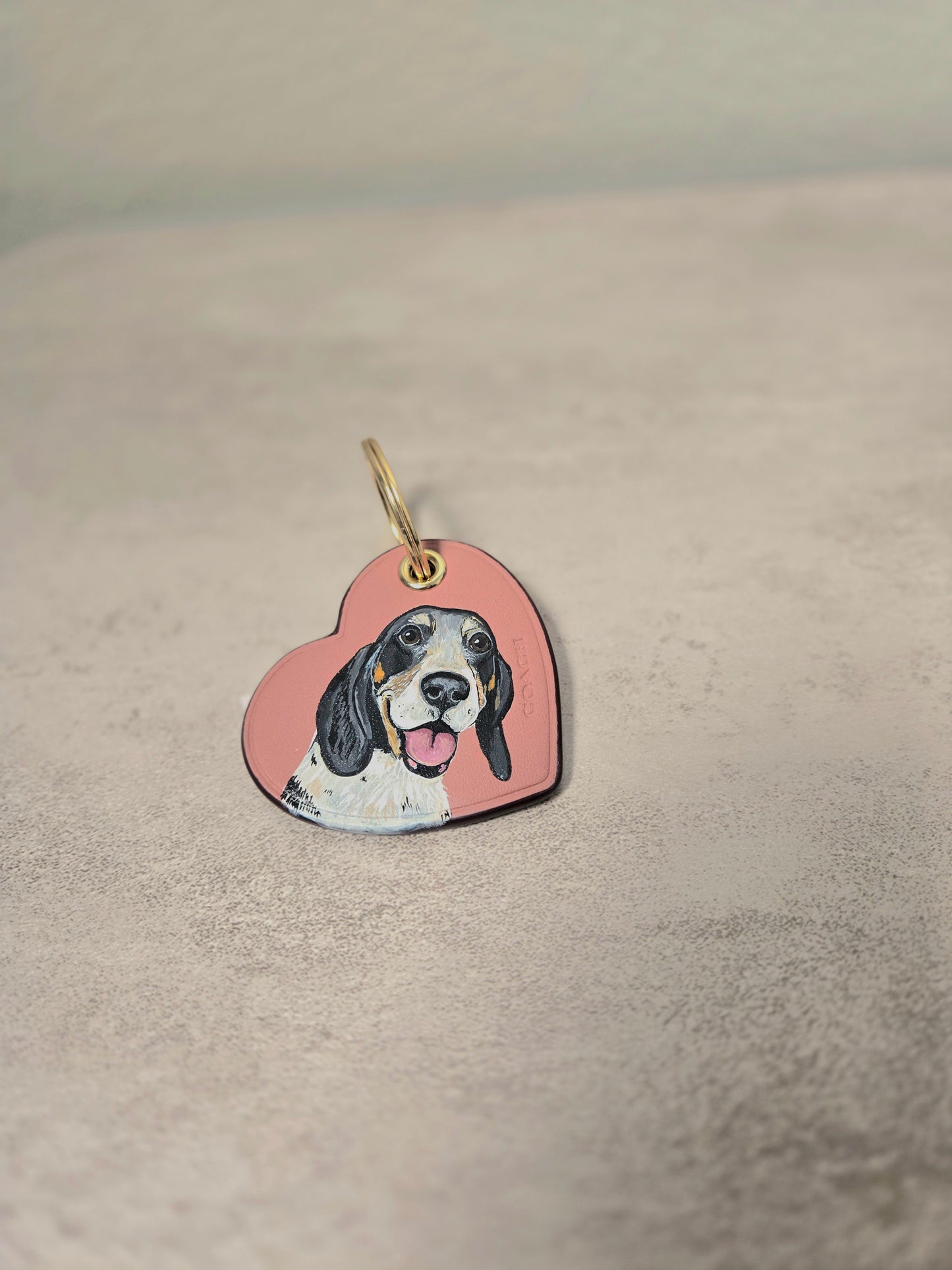 NEW!  Pink Heart Coach Bag Charm with Custom Pet Portrait