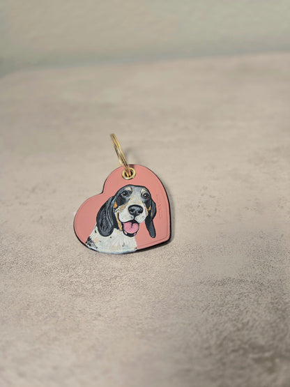 NEW!  Pink Heart Coach Bag Charm with Custom Pet Portrait